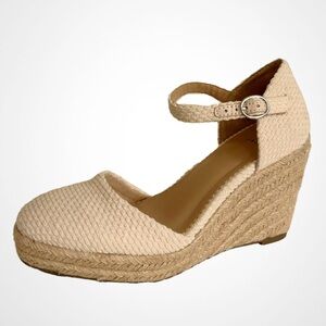 A NEW DAY Cream Strap Wedge Espadrilles